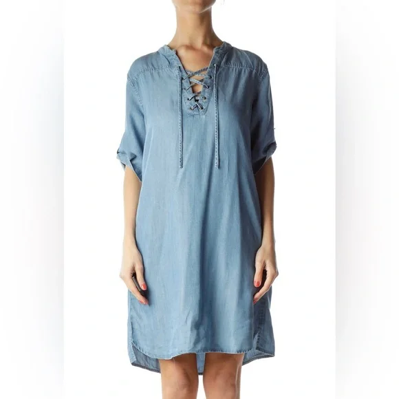 white christmas dresses Denim Shirt Dress